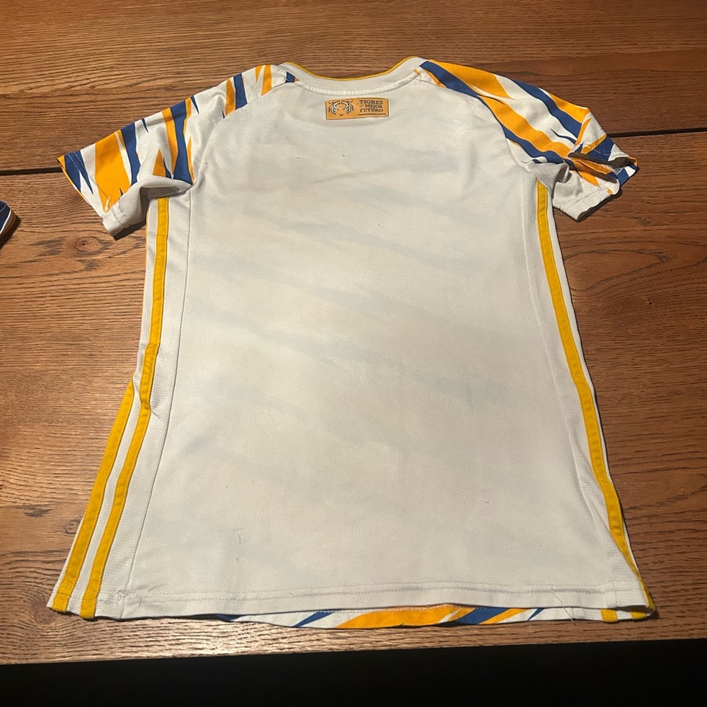 adidas Kids White and Yellow Jersey with Blue Accents